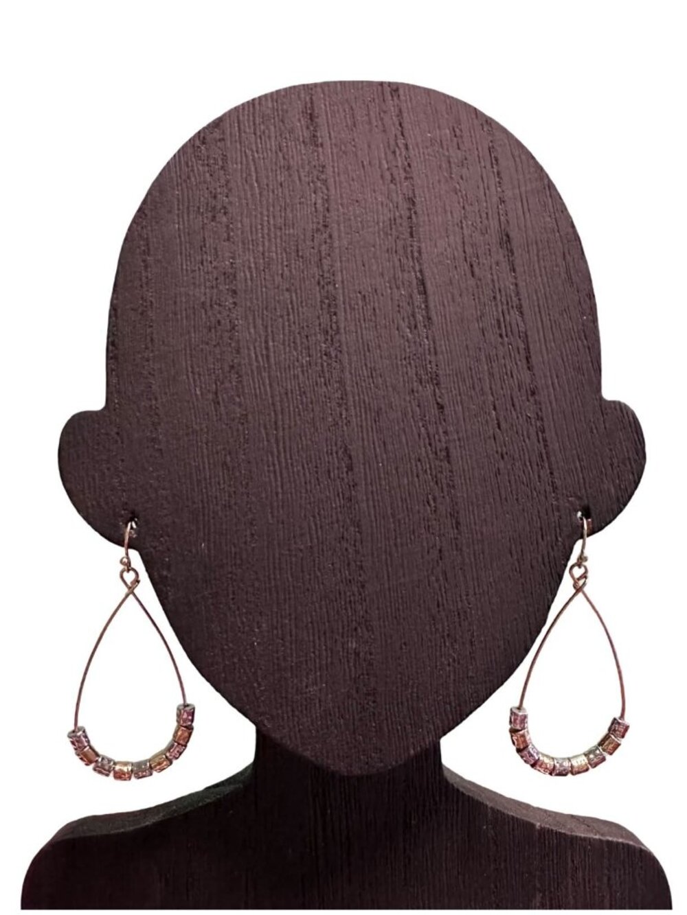 Beaded Teardrop Earrings Lightweight Gold and Silver Tone Lightweight